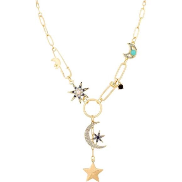 Boho Moon & Star Necklace | Gothic Celestial Charm Jewelry. - Picture 1 of 16